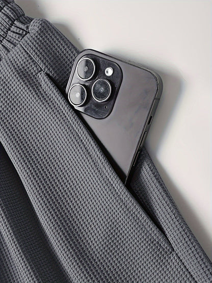 Men’s Waffle-Knit Lounge Set - T-Shirt & Shorts Fit