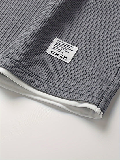 Men’s Waffle-Knit Lounge Set - T-Shirt & Shorts Fit