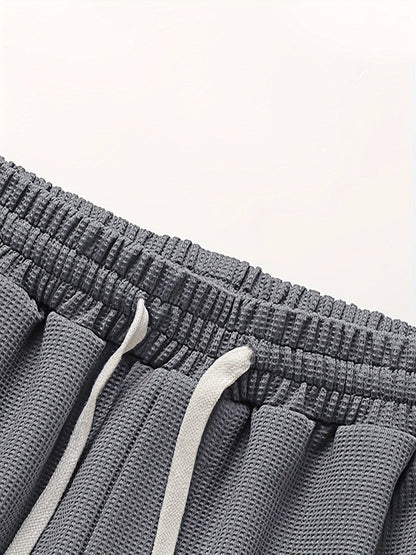 Men’s Waffle-Knit Lounge Set - T-Shirt & Shorts Fit