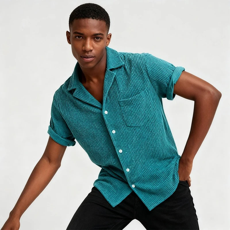AussieMarty Bayshore Men's Waffle Button-Up Shirt
