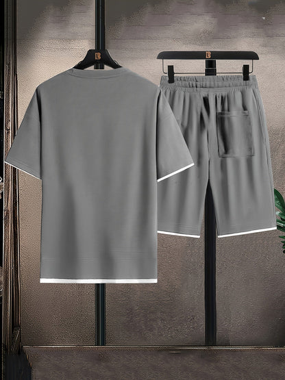 Men’s Waffle-Knit Lounge Set - T-Shirt & Shorts Fit
