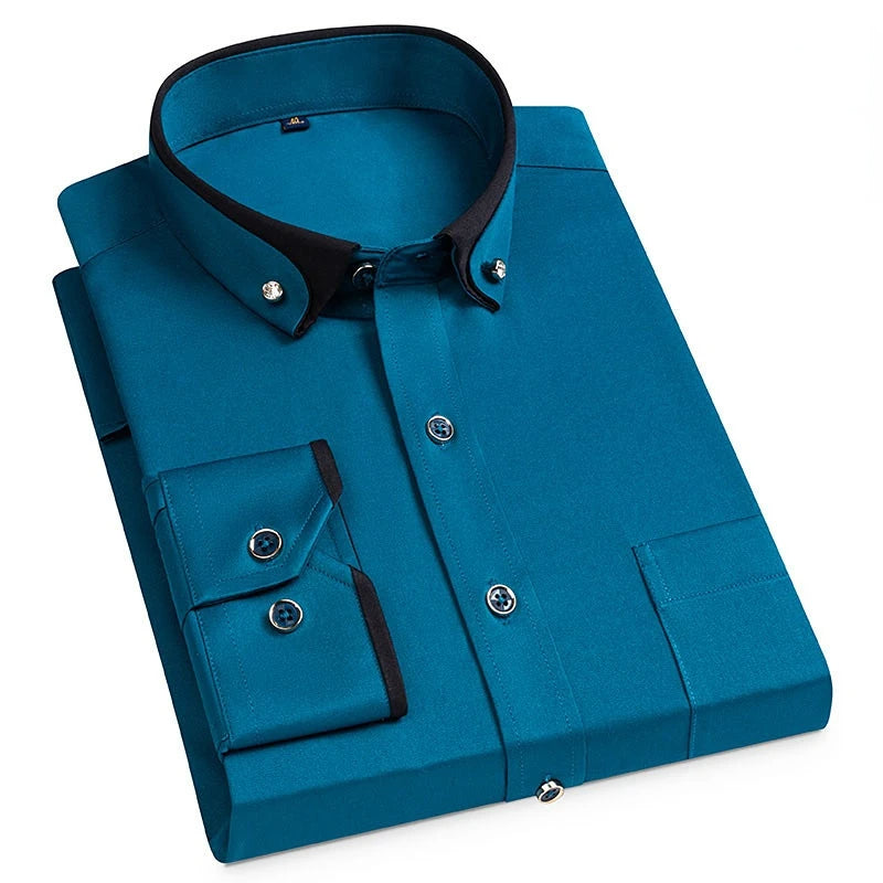 Premium Wrinkle-Free Stretch Stand-Up Collar Shirt for Men