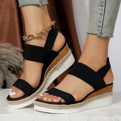 Eleve Stretch-Strap Platform Sandals