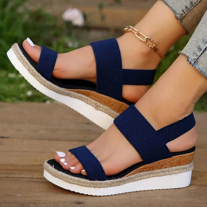 Eleve Stretch-Strap Platform Sandals