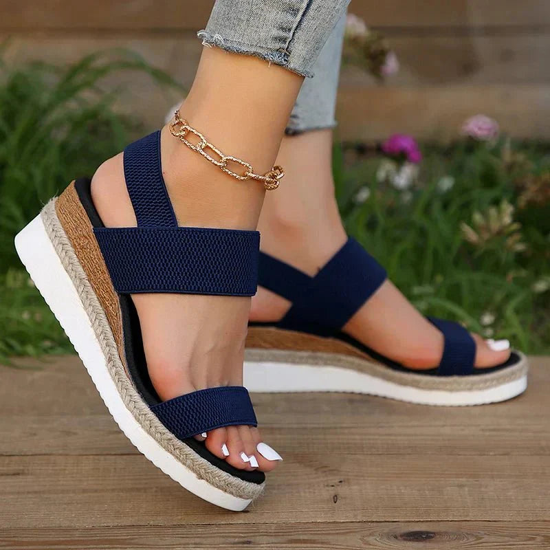 Eleve Stretch-Strap Platform Sandals