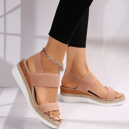 Eleve Stretch-Strap Platform Sandals