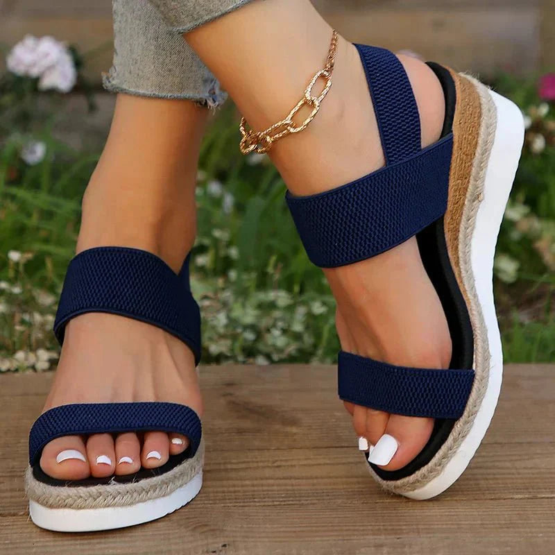 Eleve Stretch-Strap Platform Sandals