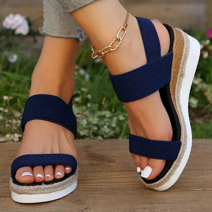Eleve Stretch-Strap Platform Sandals