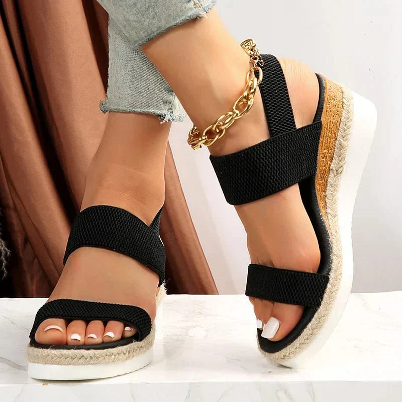 Eleve Stretch-Strap Platform Sandals