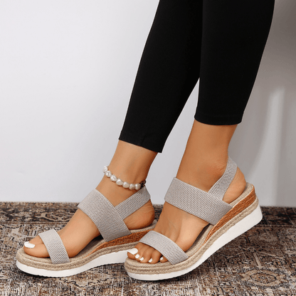 Eleve Stretch-Strap Platform Sandals
